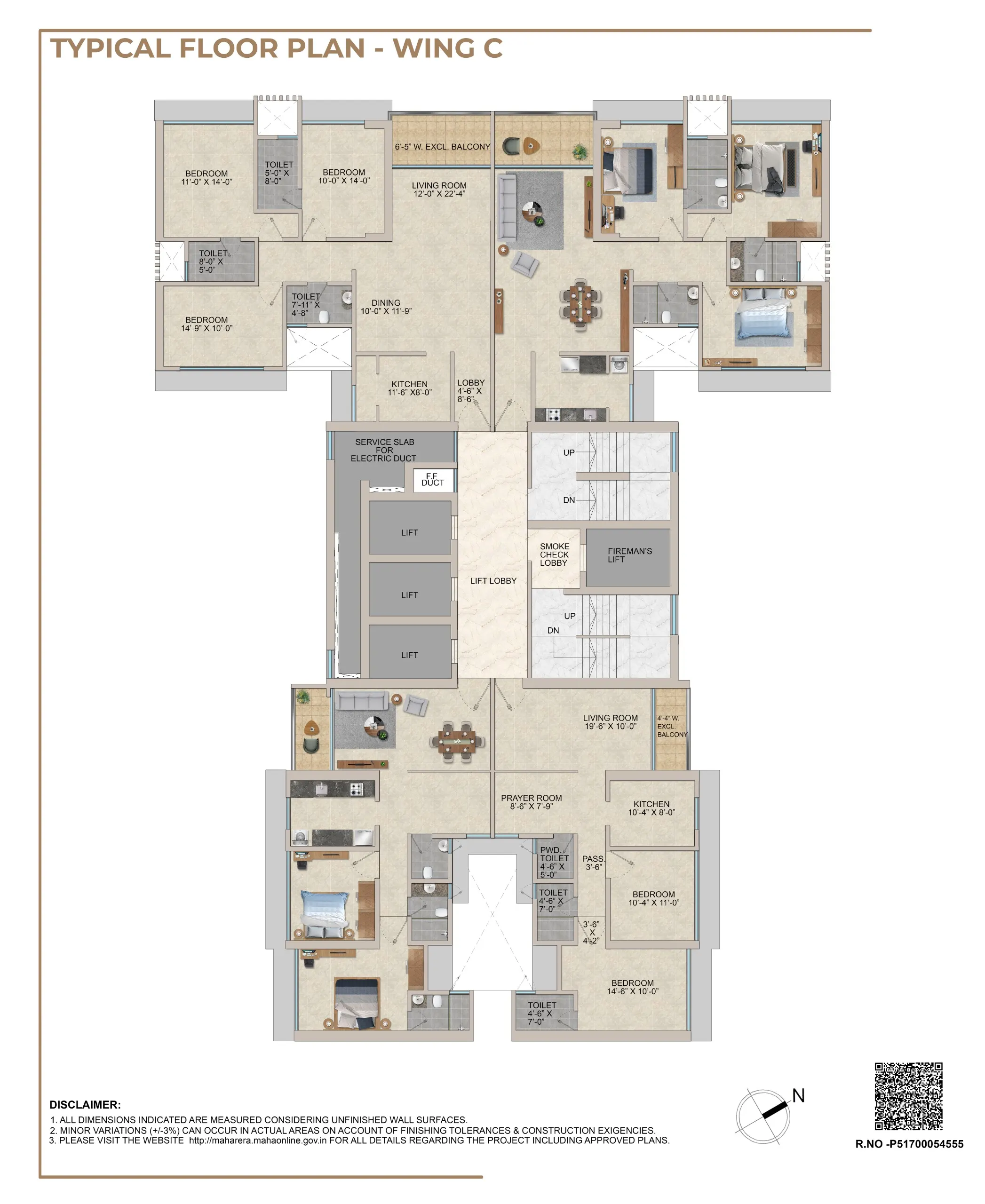 Typical floor plan of Krishna C Wing